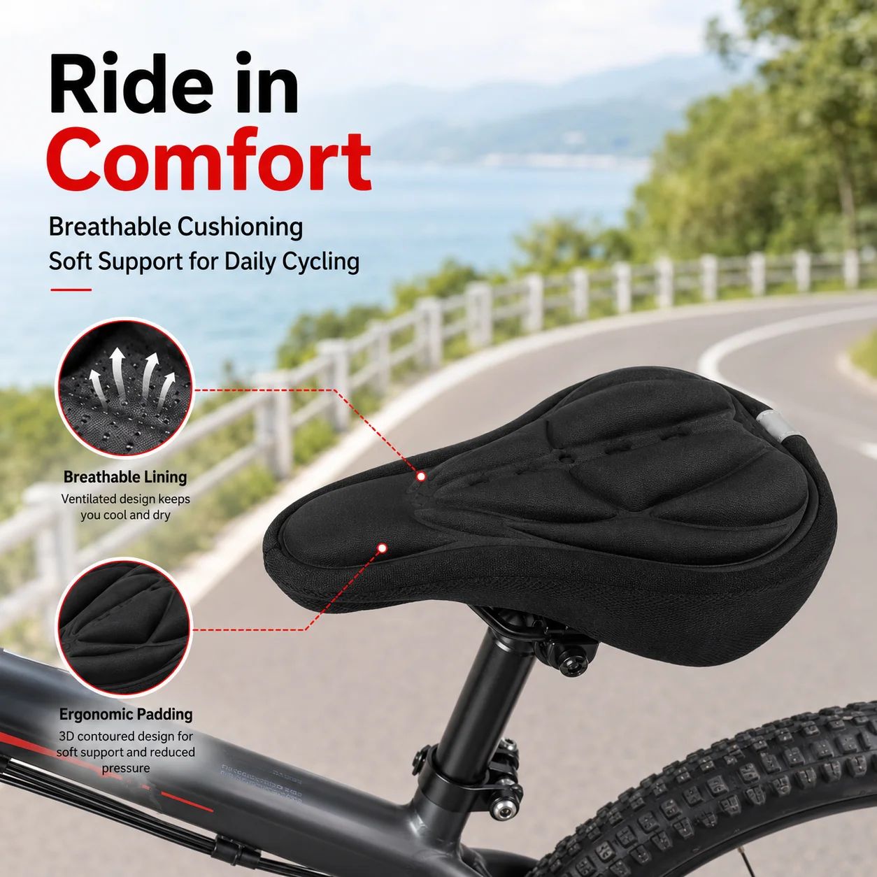 Commuting By Bike - Housse de selle de vélo rembourrée